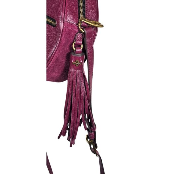 orYany Embossed Leather Suede Canteen Crossbody Bag, Burgundy - Picture 4 of 10